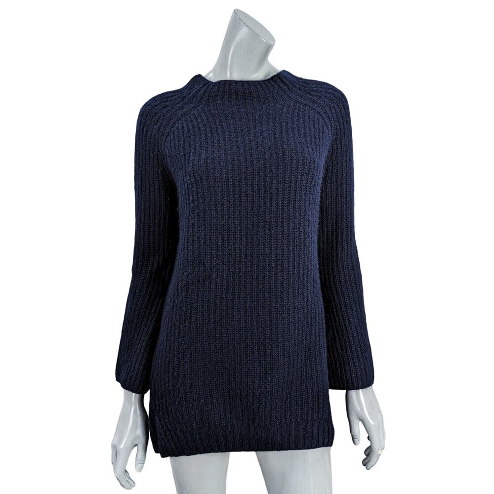 R Label The Reset Women's Wool Cashmere Sweater Ribbed Knit Navy blue Sz XL
